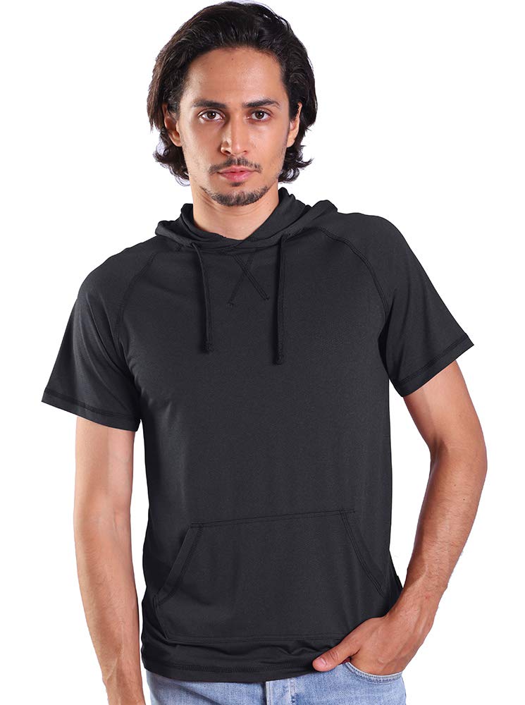 Gary Com Men's Short Sleeve Hoodie T-Shirt Pullover Workout Sweatshirt with Pocket