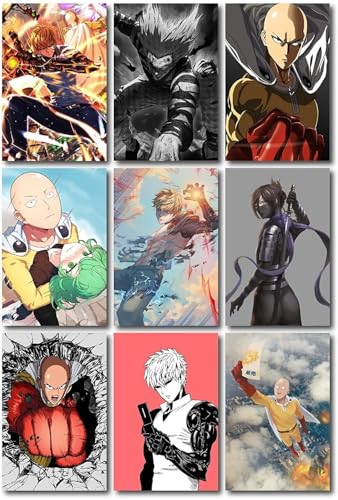 Image of ATEVON One Punch Man Wall Poster Set - Pack of 18 Mini Wall Collage Kit (6x4 Inch) - Aesthetic Posters for Room Decor, Unframed Wall Art for Fans