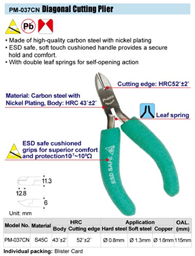 Miniatura 3 de Cortadores diagonales de agarre amortiguador seguro ESD