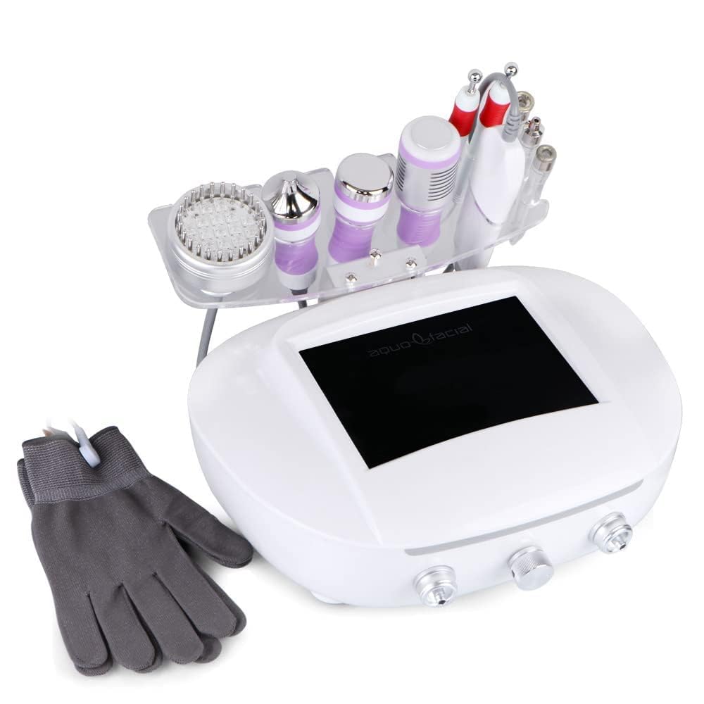 Máquina facial profesional 5 en 1: microdermoabrasión y terapia de iones galvánicos para limpieza profunda, absorción de suero antienvejecimiento, levantamiento de RF y rejuvenecimiento de la piel LED