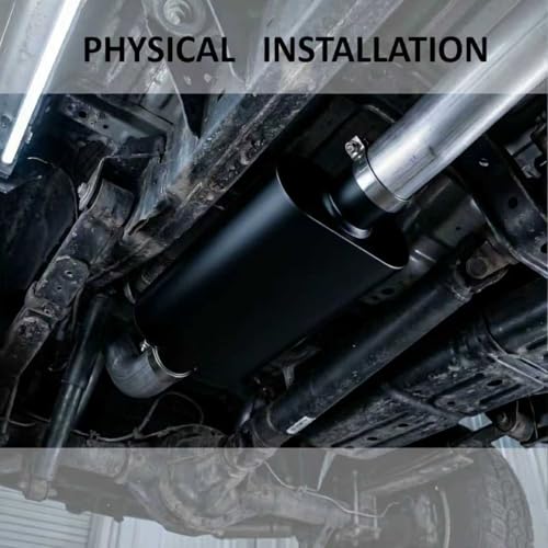 Image of Universal 2.25 inch Dual Chamber Center Inlet Center Outlet Muffler - Aluminized Steel Black, Aggressive Deep Sound, 17 inch Total Length