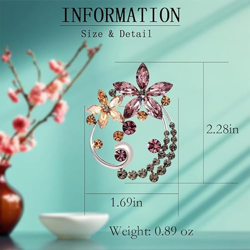 UNVAK Elegantly Crafted Austrian Crystal Flower Brooch Pin - Vintage Style Lapel Jewelry for Thanksgiving, Birthdays, and Everyday Glamour - Image 6