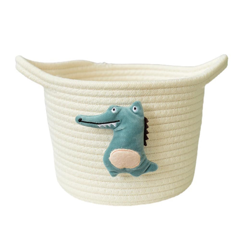 Elnwnnkc Exquisite Woven Storage Baskets with for Pattern for Home Dormitory Storage Bedroom Smooth Soft Cotton Rope Closet Bin for Organizing Foldable Green Grey White Yellow