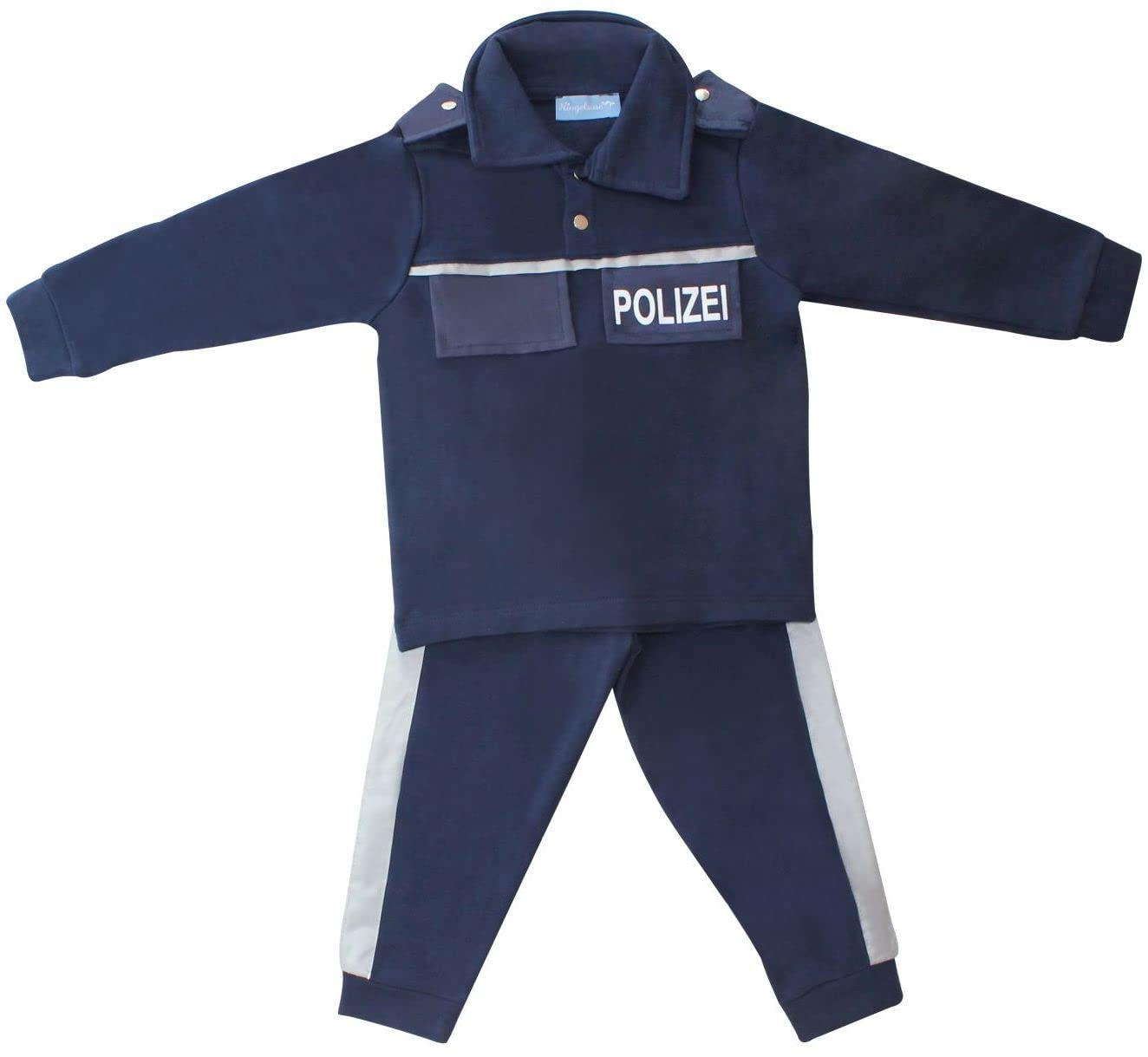 Pigiama in due pezzi per bambini, con maglietta a maniche lunghe e pantaloni lunghi, in cotone, prodotto da commercio equo e solidale, colore blu