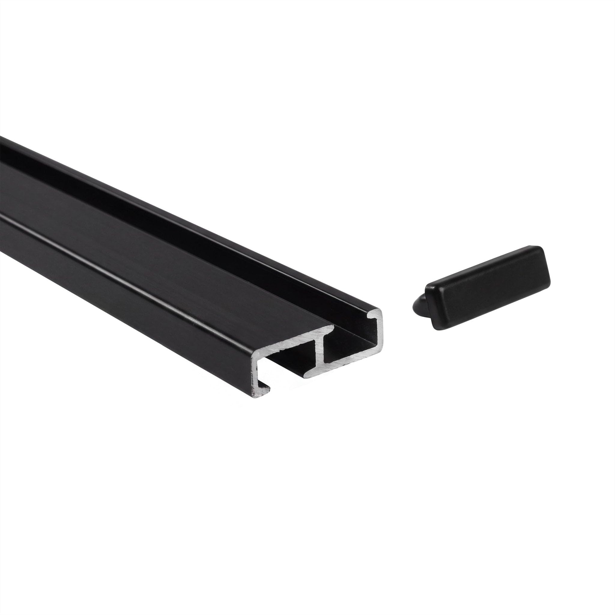 Deco-Raum Rail à rideau personnalisé en aluminium pré-percé à 1 voie - Rail de rideau - Fixation au plafond pour rideaux coulissants - Rideaux avec matériel de fixation - Noir - 120 cm - Minimum