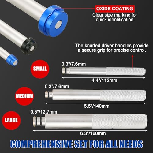 Image of NYXOVA Bearing Press Kit, 33pc Bearing Race and Seal Driver Set with Metric SAE Adapters, Bushing Driver Set with 3 Knurled Handles, Seal Driver Set for Wheel Bearing Installation