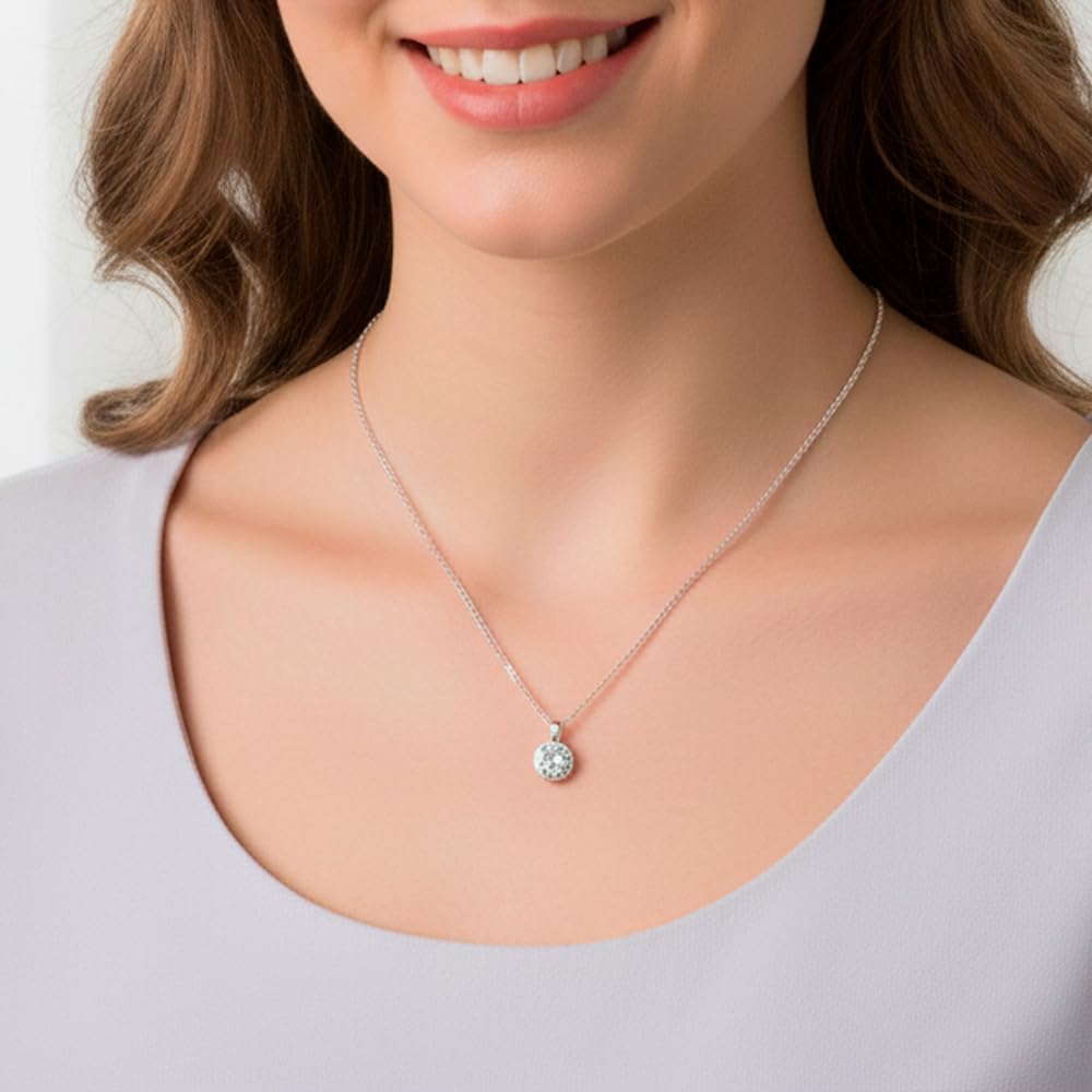 Colgante Mujer con Circonita y Cadena de plata de ley 925 - Regalos Originales para Mujer que se envían en una cajita Hand Made - Ideal para cumpleaños,aniversario, San Valentin o Navidad