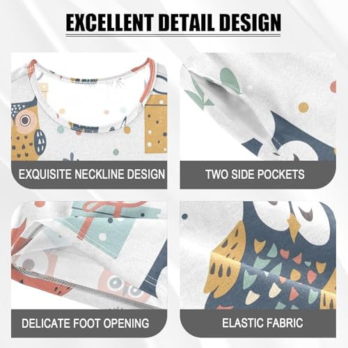 ALAZA Merry Christmas Owl Pajamas Short Sleeve 2 Piece Sleepwear Top and Bottom Pajama Set Unisex4