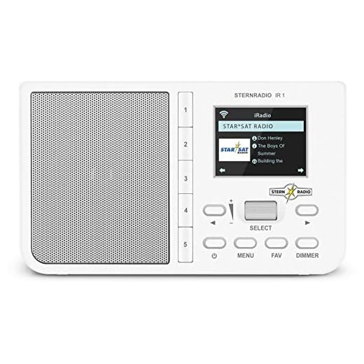 TechniSat STERNRADIO IR 1 – kompakt internetradio (WLAN, färgdisplay, väckarklocka, sovtimer, AUX, snooze, direktvalsknappar, appstyrning) vit