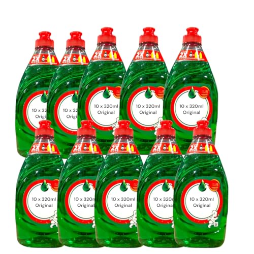 Fresh Scent Washing Up Liquid 320ml | Bulk Pack Dish Soap | Powerful Grease Removal | Long Lasting Suds | Sparkling Clean Dishes – No Soaking, No Grease, No Fuss (10Pack, Original scents)