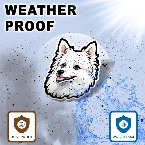 Image of Japanese Spitz Dog Sticker Cute Japanese Spitz Vinyl Decal Waterproof Dog Lover Sticker for Laptop Water Bottle Car Window Notebook Pet Lover Puppy Gift