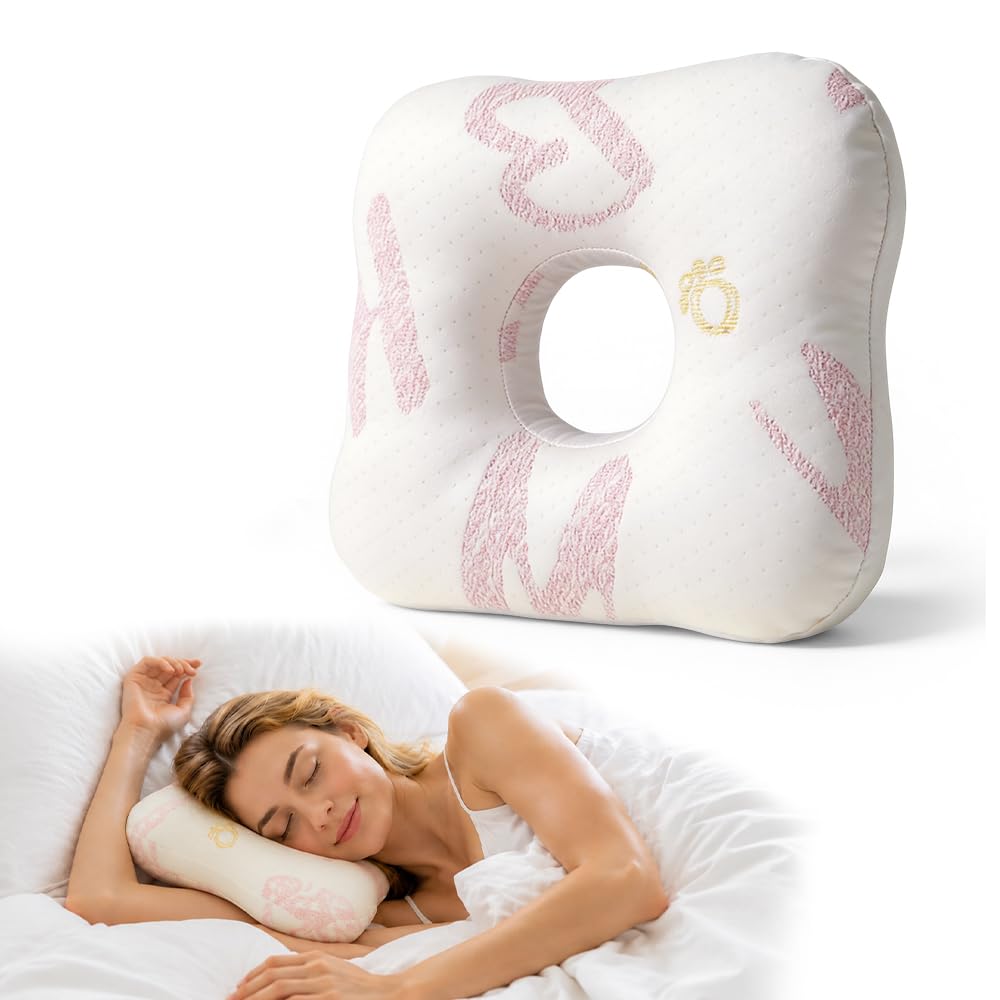Wxeadu White Ear Piercing Pillow, Washable Ear Pillow With Hole,Adjustable Earring Guard Inflammation, Piercing Pillow For Side Sleepers For Cnh And Ear Pain Side Sleepers, Avoid Earpain From Pressing (D)