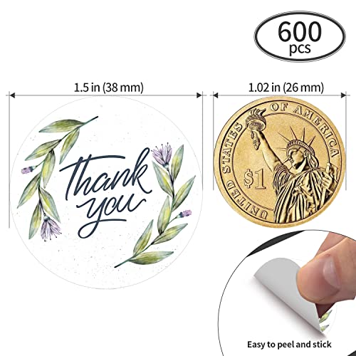 1.5 Inch Thank You Stickers, 600 Pcs Of Purple Floral Thank You Stickers, Self-Adhesive Labels For Baking Packaging, Envelope Sealing, Small Business, Birthday, Party Gift Wrap Bags #TOP1