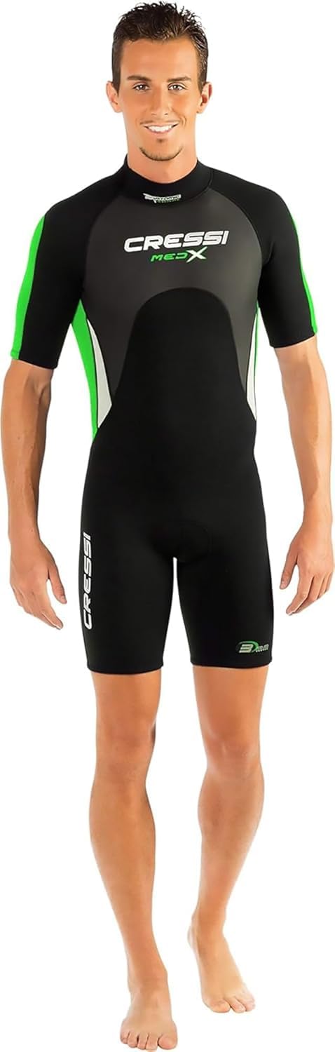 CRESSI dal 1946 - Med X Man 2.5 mm Muta Uomo Shorty in Neoprene Ultra Stretch per Snorkeling Subacquea Nuoto Surf e Sport Acquatici con Zip Posteriore e Colletto Regolabile