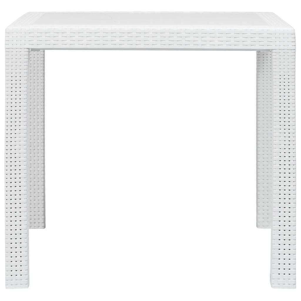 Kastamonu Plastik Mesa Cuadrada Plástico, Imitación Ratán, 90x90 cm, Mesa Exterior, Jardín (Blanco)