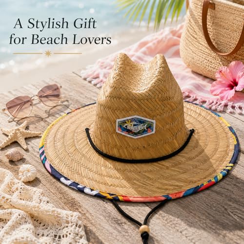 Image of Palmyth Straw Hat for Men & Women Sun Hats, Beach Hat, Fishing Hat Wide Brim UPF 50+ Sun Protection