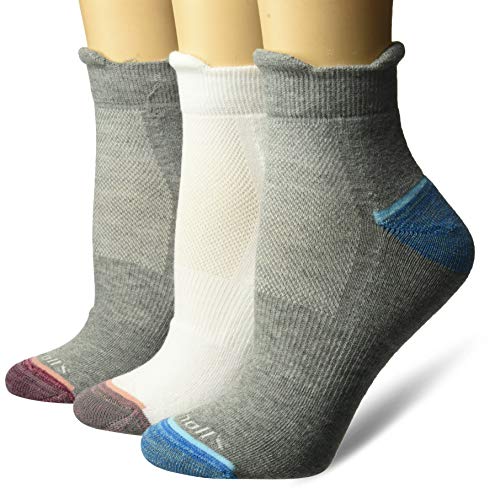Dr. Scholl's Women's Walking Fitness Double Tab Ankle Socks 3 Pair, grey/white, Shoe