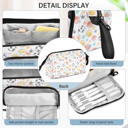 Image of Big Capacity Pencil Case Pen Case Canvas Bag Make-up Pen Pouch for Office College School Kids Teens Student Sketchy Multicolor Balls Pattern