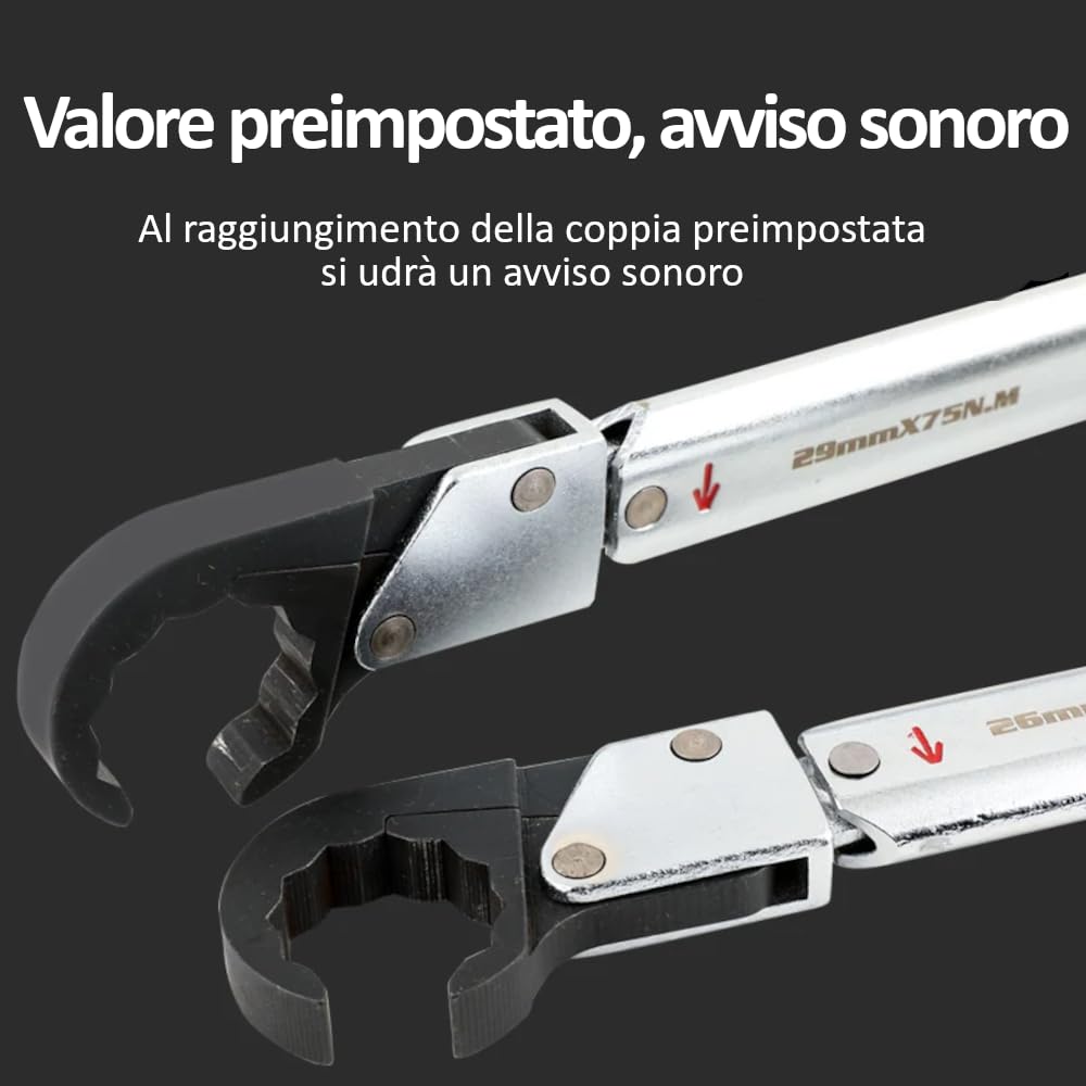 3S SuperSamaStore Set di 4 Chiavi Dinamometriche a Cricchetto con Chiave Apribile da 17, 22, 24 e 27 mm, Kit Chiavi Torsiometriche Pretarate Professionali per Raccordi di Impianti di Climatizzazione