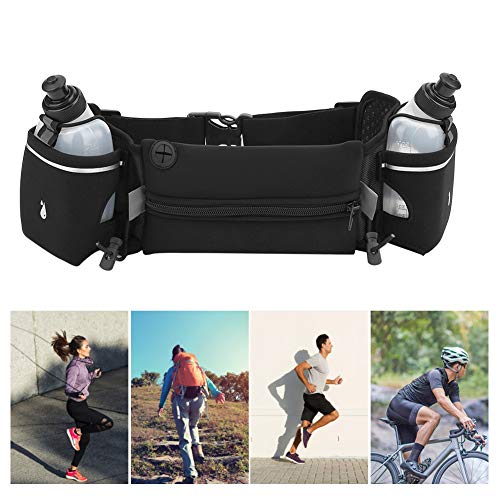 Pochete de corrida, bolsa de cintura com suporte para garrafa de água e entrada para fone de ouvido