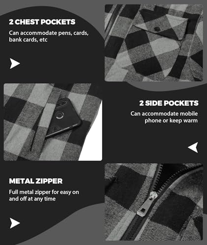 ZITY Men's Flannel Hooded Jacket Fleece Sherpa Lined Plaid Shirts Jackets Zip Up Sweatshirt Hoodies for Men with 4 Pockets4