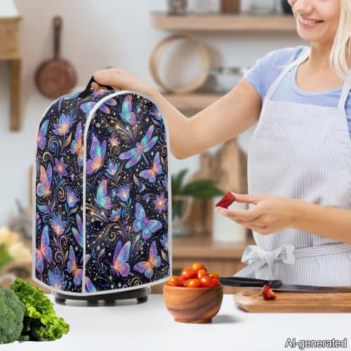Image of Talayituse Galaxy Butterfly Dragonfly Print Blender Dust Cover, Fingerprint Protection Cover for Stand Mixer or Coffee Machine, Home Kitchen Appliance Covers for Stain Dust Resistant Supplies