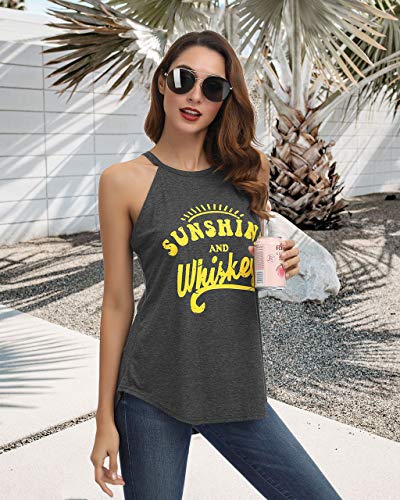 IRISGOD Womens High Neck Tank Tops Summer Graphic Halter Sleeveless Rocker Tee Shirts - Thumbnail 3