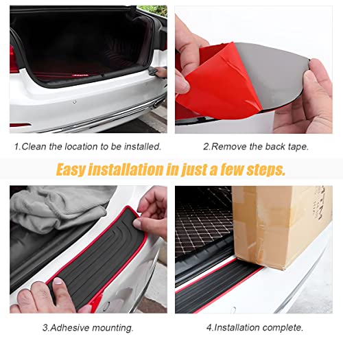 Car Rear Bumper Protector Guard, Anti-Scratch Non-Slip Trunk Door Entry Cover, Luggage Compartment Back-Up Protection Strip, Car Accessories Universal For Auto Suv Trunk (Black/35.43"X2.75" ) #TOP4
