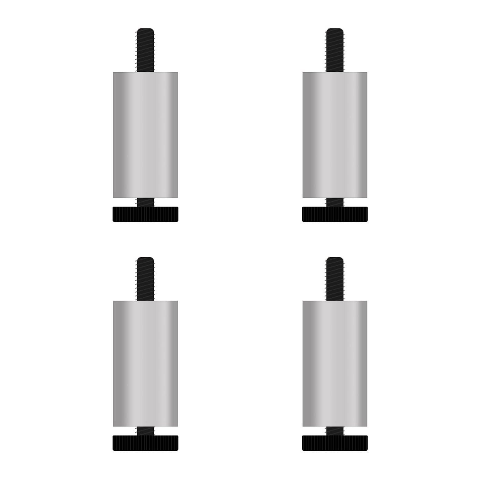 FCXURKOD Adjustable Metal Furniture Legs Set of 4 - M6 Thread Round Sofa Replacement Legs for Bed Chair Couch - 3.15in Silver Height-Adjustable Feet (4PCS)
