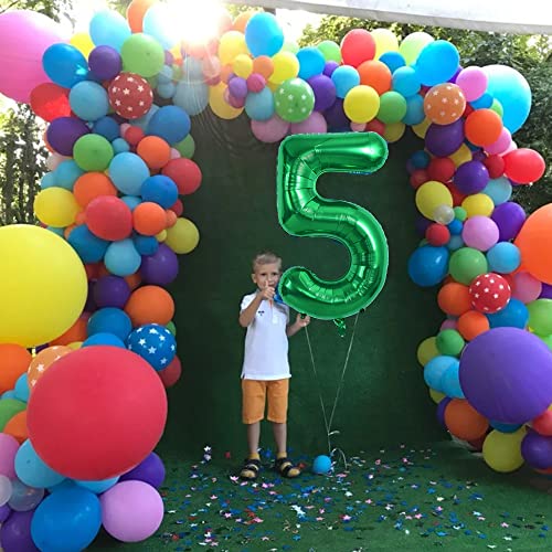 Image of TONIFUL 40 Inch Dark Green Large Numbers Balloon 0-9 Birthday Party Decorations,Foil Mylar Big Number 5 Balloon Digital 5 for Birthday Party,Wedding, Bridal Shower Engagement Photo Shoot, Anniversary