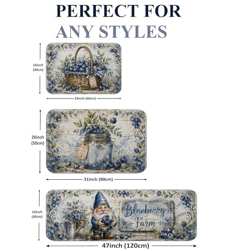 Tapis de cuisine rustique lot de 3 tapis de sol vintage confortables lavables pour buanderie