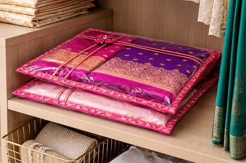 Image of RAAHII 20 piece Transparent saree cover with zip, Fancy suit packing plastic covers for sadi, duppata, clothes bags, kurti for wedding gifting or wardrobe storage organizer