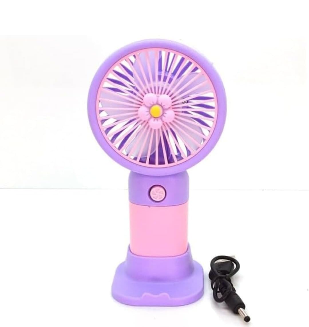 Mini Handheld Flower Fan, USB Rechargeable, 400mAh Battery, 40 Minutes Runtime, Compact Portable Design, Mint bule and Pink-image-42