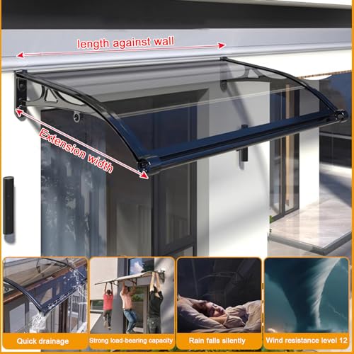 Auvent de porte en polycarbonate autonettoyant doté d'un toit résistant aux intempéries