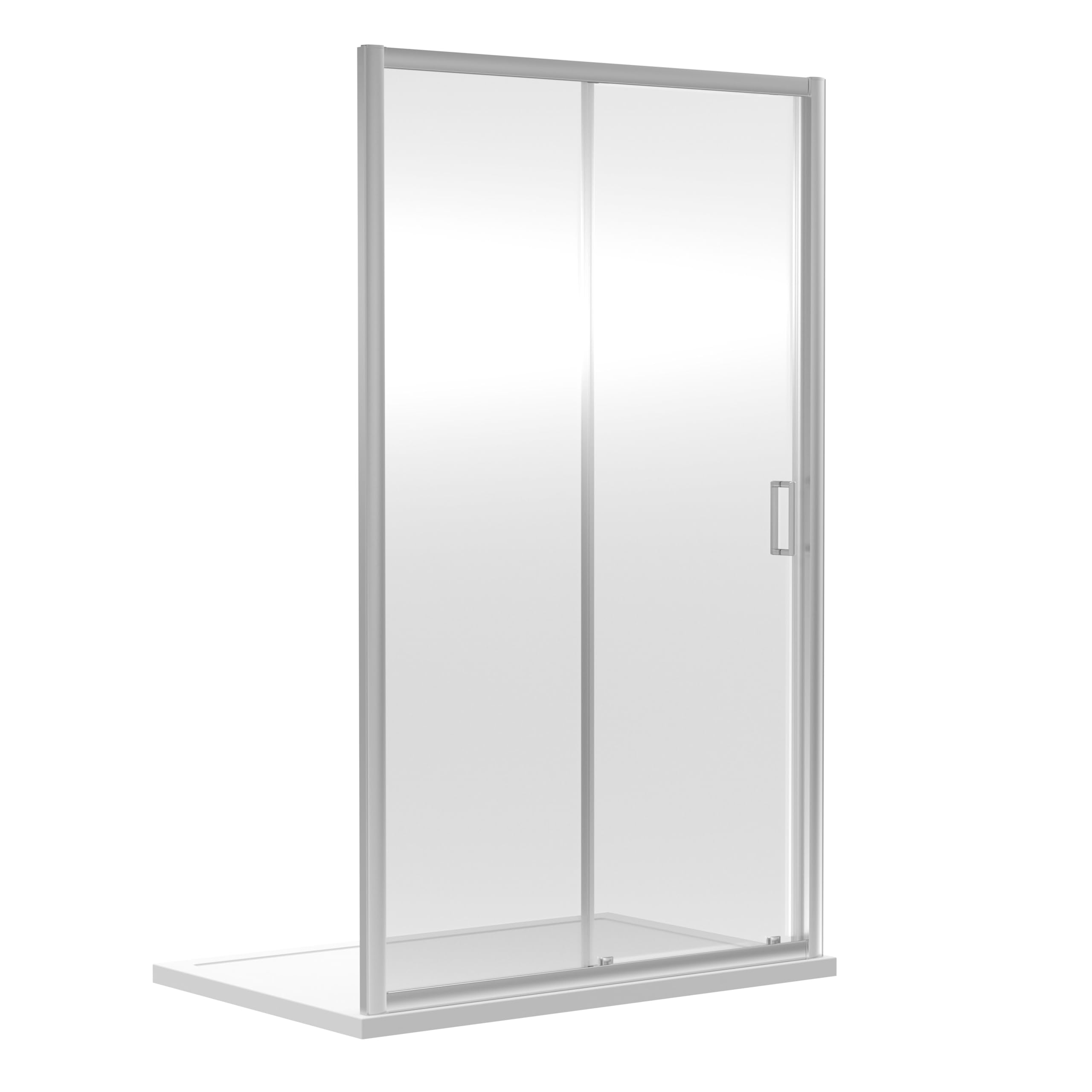 Balterley Sliding Shower Door, Bar Handle Sliding Doors, 6mm Toughened Safety Glass Shower Door, Reversible Glass Doors for Bathroom Showers, Framed Enclosure - 1190 x 44 x 1850mm (Chrome)