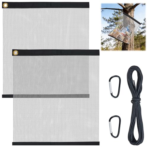 2 Pack Ultralight Rodent Proof Bear Bags Wire Mesh Hanging Food Storage Bags for Camping and Backpacking Critter Protection Kit with Nylon Rope and Carabiners