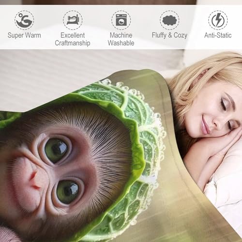 Manta de franela para sofá con diseño de mono para tardes frías 4