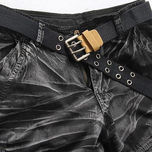 Pantalones cortos cargo de sarga talla 38 negros holgados con multibolsillos 4