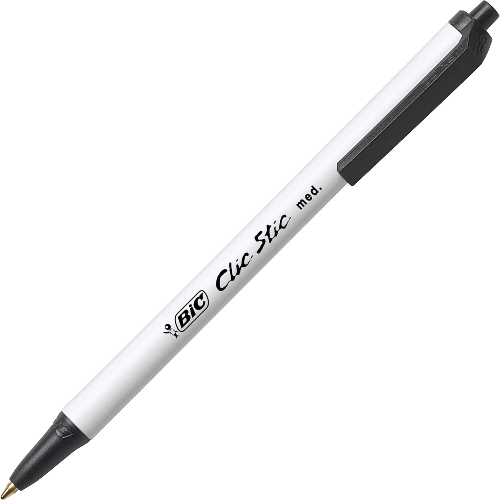 BIC Clic Stick 1.0mm Retractable Ball Pen - Medium Pen Point - 1 mm Pen Point Size - Black - 60 / Box