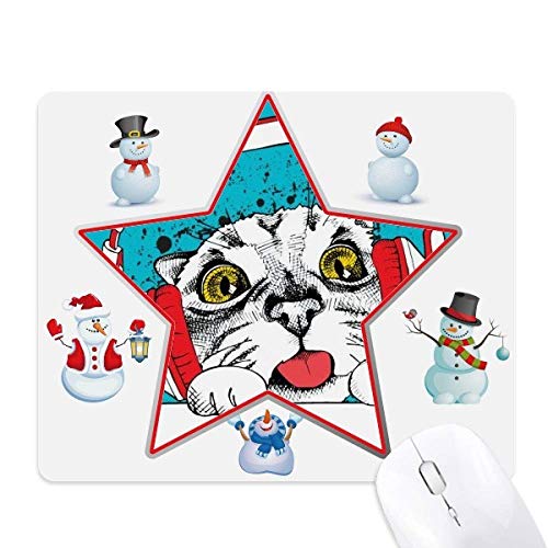 Tapis de souris chat blanc et casque rouge aux finitions durables de luxe