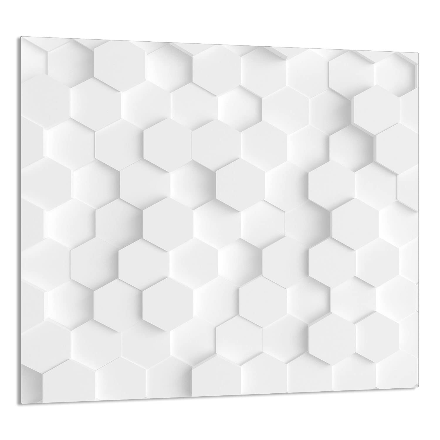 DarHaus Placa protectora de vitrocerámica 65 x 60 cm, Cristal decorativo con cinta adhesiva, tabla de cortar de vidrio templado, Panel de protección contra salpicaduras de cocina, BLANCO
