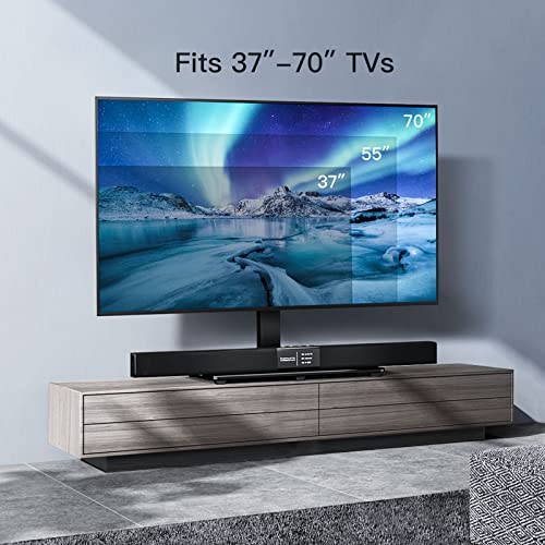Perlesmith Swivel Universal Tv Stand For 37-65, 70 Inch Lcd Oled Flat/Curved Screen Tvs-Height Adjustable Table Top Center Tv Stand With Wire Management, Vesa 600X400Mm Up To 88Lbs #TOP4