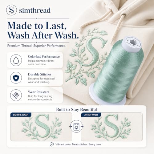 Image of Simthread 5000M 40WT Polyester Embroidery Thread, Sea Crest 542 | 5000M 40WT polyester thread feeds smoothly for machine embroidery, monograms, logos, patches and quilting.