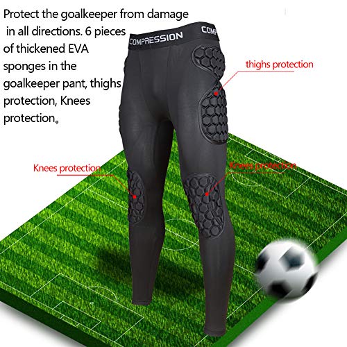 Shinestone Erwachsene Herren Torhüter-Rüstung BodyShield Gepolsterte Kompressionshose mit Schwamm-Protektor für Fußball Baseball (Hose-03, Small)