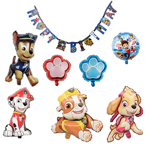 7 Pièces Paw Dog Patrol Bros Ballons,Deco Ballon Anniversaire Garçon, Hélium Feuille Ballons Set PawDogPatrols Feuille Ballons Fête Feuille Ballon pour Enfants Décoration de Fête d'anniversaire