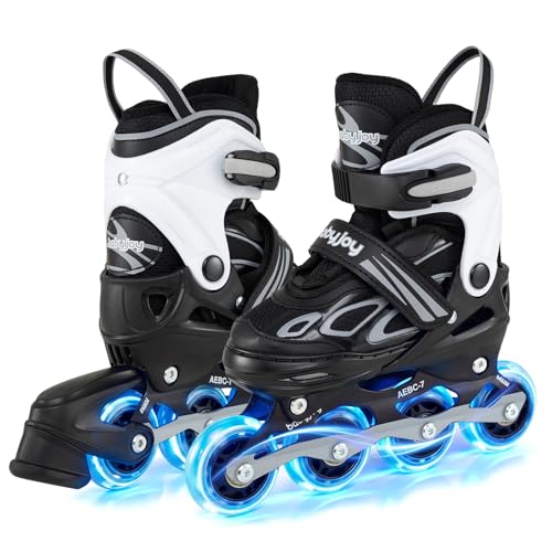 COSTWAY Rollschuhe Kinder, Inline Roller Skates 4 Größen verstellbar, Kinderrollschuhe mit leuchtenden Rädern, ABEC-7, Inliner Drinnen & Draußen für Mädchen, Jungen & Anfänger ab 5 Jahren (27-31)
