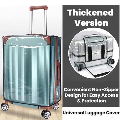 Image of Kraptick Transparent Luggage Cover - Waterproof and Dustproof Luggage Protector, Stretchable Elastic Cover for Travel Trolley Bags, Durable and Clear Luggage Protector Case (Transparent-18 Inch)