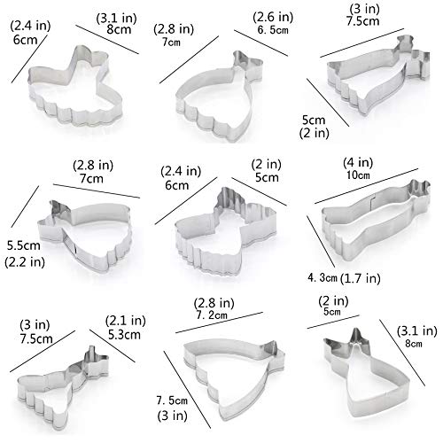 Mini Dress Cookie Cutter Set Of 9 Pcs, Stainless Steel Mini One-Bite Size Wedding Dress Shaped Fondant Cutters Baking Molds #TOP2