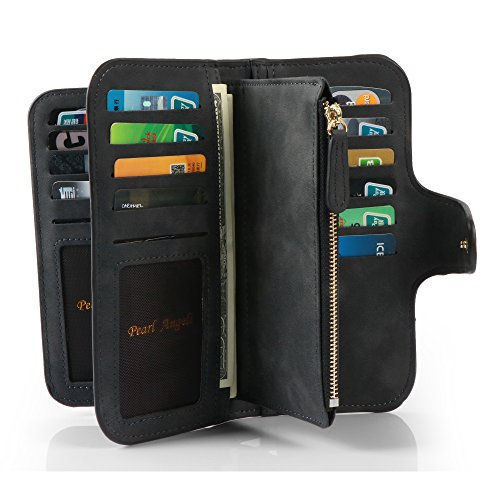 Pearl Angeli Wallets For Women Rfid Trifold Clutch Fashion Pu Leather Long Purse Ladies Credit Card Holder(Black) #TOP4