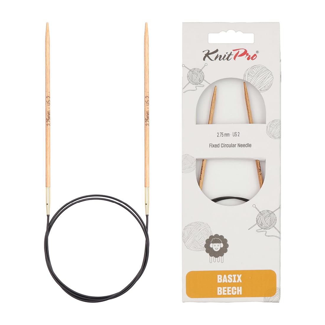 KnitPro Basix Beech Fixed Circular Needles 60" (150cm) | 2.75mm